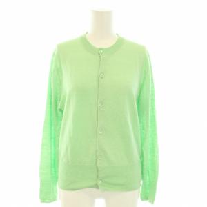 プレーンリネンクルーネックカーディガン 長袖 ハイゲージ 麻 リネン S ライトグリーン /DK PN