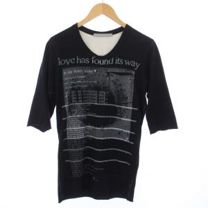 Tシャツ カットソー 五分袖 クルーネック プリント 3 L 黒 ブラック /DK PN