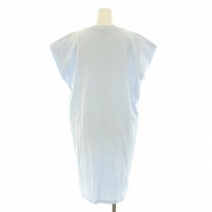 MAX&CO. ワンピース Tシャツ カットソー ミニ丈 フレンチスリーブ クルーネック プリント M 水色 ライトブルー