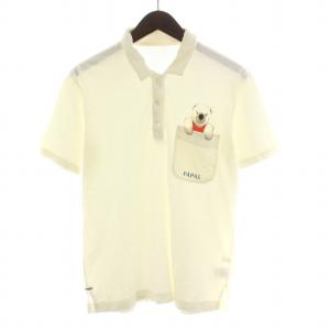 ポロシャツ 半袖 ロゴ くま コットン S 白 ホワイト /KH PN