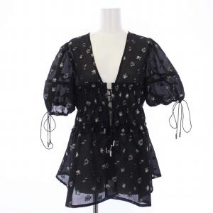 Flower Jacquard 2way Puff Sleeve Tops フラワージャガード ブラウス