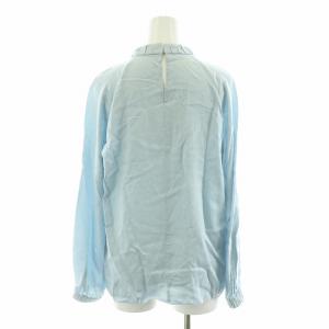 TOMORROWLAND collection 24SS ウォッシャブルサテン スタンドギャザーカラーブラウス シャツ 長袖 36 ライトブルー 13-01-42-01001