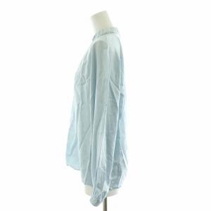 TOMORROWLAND collection 24SS ウォッシャブルサテン スタンドギャザーカラーブラウス シャツ 長袖 36 ライトブルー 13-01-42-01001