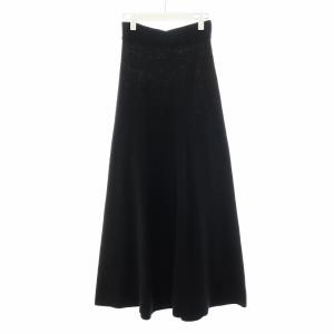 Knit Long Skirt ニットスカート フレアスカート ロング丈 ウール 36 黒 ブラック 20060560010230