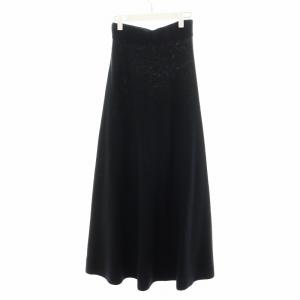 L'Appartement Knit Long Skirt ニットスカート フレアスカート ロング丈 ウール 36 黒 ブラック 20060560010230