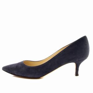 JIMMY CHOO スエード パンプス ポインテッドトゥ ローヒール 36.5 ネイビー 紺 /G