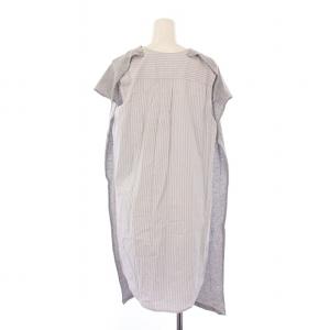 MM6 Maison Margiela ワンピース ひざ丈 半袖 クルーネック ボーダー柄 切替 S グレー /BB
