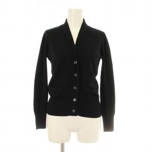 ニットカーディガン 長袖 ショールカラー 36 黒 ブラック /KU