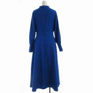 allureville ワンピース ひざ丈 スキッパー ベルト付き 長袖 1 青 ブルー 202320-14-290-61-010