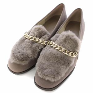 23AW ファーチェーンローファー スエード 25cm グレージュ /TK H