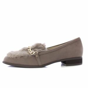 Le Talon 23AW ファーチェーンローファー スエード 25cm グレージュ /TK H