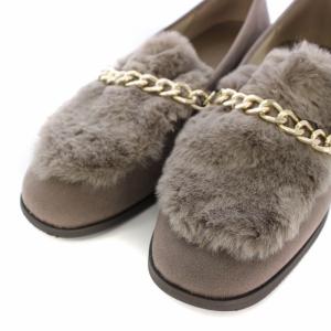 Le Talon 23AW ファーチェーンローファー スエード 25cm グレージュ /TK H