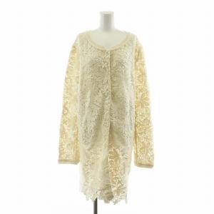 鍵編みカーディガン ニット 長袖 ロング 48 アイボリー D295D314PKV /NQ H