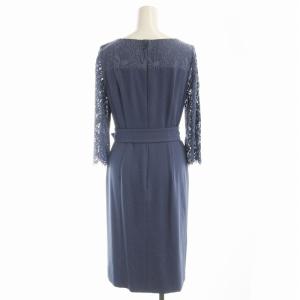 PINKY&DIANNE ワンピース ひざ丈 レース 七分袖 36 青 ブルー 031-9240818 /EE