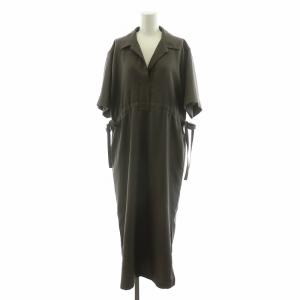 23SS シャツワンピース ロング スリット スキッパー 半袖 38 グレー 413105542388038