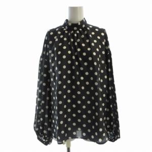 ポルカドットボウタイブラウス シャツ 長袖 F 黒 ブラック 白 ホワイト 311-15-0458 /RO