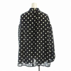 SHIPS ポルカドットボウタイブラウス シャツ 長袖 F 黒 ブラック 白 ホワイト 311-15-0458 /RO