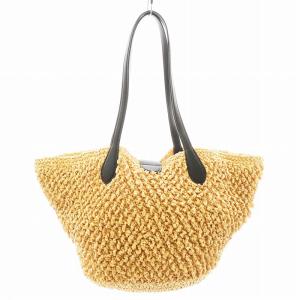 COACH ペーパーストロー スモールトートバッグ ポーチ付き ベージュ ブラック