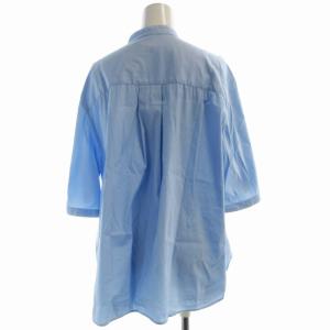 IENA バンドカラーフロントスリットシャツ ブラウス 五分袖 F 青 ブルー 21050900534020 /RO