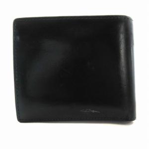 PAUL SMITH 二つ折り財布 マーケトリーストライプラビット レザー ロゴ 黒 ブラック /RO Ｈ