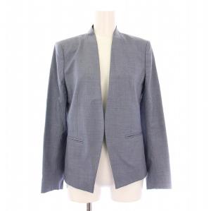 Theory セットアップ ノーカラージャケット アウター 背抜き 前開きトッパー テーパードパンツ スラックス ジップフライ