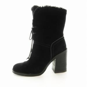 UGG australia W JERENE ブーツ ミドルヒール スウェード ファー US 6.5 23.5cm 黒 ブラック 1018674