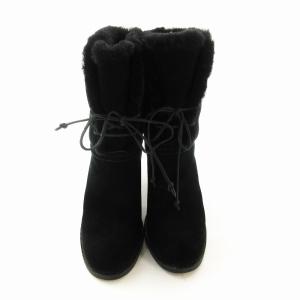 UGG australia W JERENE ブーツ ミドルヒール スウェード ファー US 6.5 23.5cm 黒 ブラック 1018674