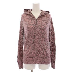 パーカー ニット ジップアップ ヒョウ柄 レオパード 長袖 F ピンク 黒 0124ND10 /YM