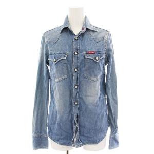 デニムシャツ コットン 長袖 F 青 ライトブルー 0133AH05 /YM