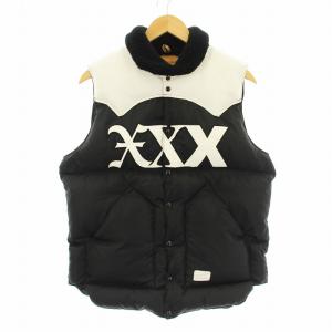 GOD SELECTION XXX ダウンベスト ナイロン 切替 レザー ボアカラー ロゴ 黒 ブラック