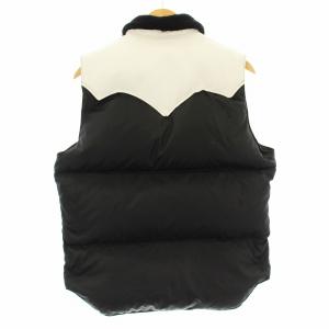Rocky Mountain FeatherBed GOD SELECTION XXX ダウンベスト ナイロン 切替 レザー ボアカラー ロゴ 黒 ブラック
