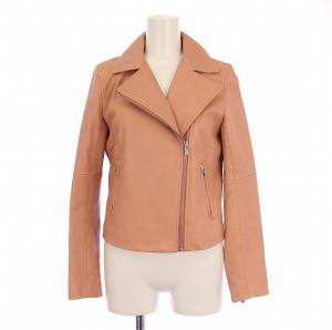 ライダースジャケット レザー 羊革 アウター ジップアップ 36 ピンク /BB H