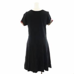 BLUE LABEL CRESTBRIDGE ワンピース ロング丈 半袖 チェック柄 38 黒 ブラック 55J21-631-09 /AN42 H