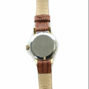 OMEGA GENEVE ジャンク品 腕時計 ウォッチ 自動巻き オートマティック 白文字盤 レザーバンド 茶 ブラウン