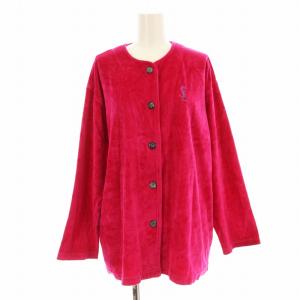 YVES SAINT LAURENT セットアップ 上下 シャツ 長袖 パンツ ベロア ロゴ刺繍 M ピンク /KU H