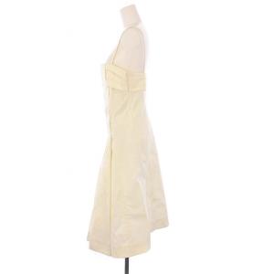 CELINE キャミワンピース ひざ丈 プリーツ 38 オフホワイト 2 6A29/1448 /KH H