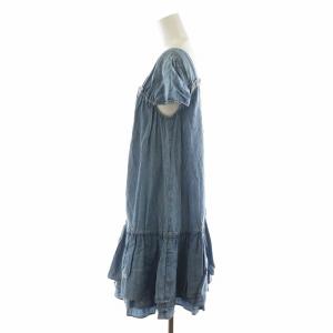 BURBERRY BLUE LABEL デニムワンピース ノースリーブ フリル ひざ丈 36 水色 ライトブルー E1J16-149-20 /AN50