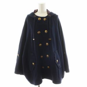 ジャケット ドルマンスリーブ フード 金ボタン ロゴ刺繍 コットン 38 紺 ネイビー E1F36-377-29