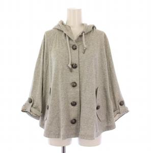ポンチョ ジャケット アウター ショート丈 スウェット フード ノバチェック 切替 38 グレー /BB