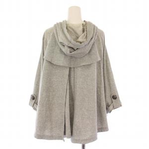 BURBERRY BLUE LABEL ポンチョ ジャケット アウター ショート丈 スウェット フード ノバチェック 切替 38 グレー /BB