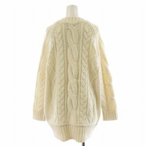 BURBERRY BLUE LABEL ニットカーディガン ケーブル ウール 38 白 ホワイト E1N32-270-02 /AN44 GY14