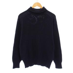 ニット セーター 長袖 タートルネック 無地 紺 ネイビー /BB GY14