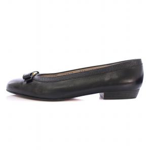 Salvatore Ferragamo ヴァラリボン パンプス ラウンドトゥ ローヒール レザー 6.5 黒 ブラック /BB GY14