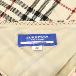 BURBERRY BLUE LABEL ノバチェック 台形スカート ひざ丈 ウール 38 ベージュ FLF47-621 /AN14 GY14