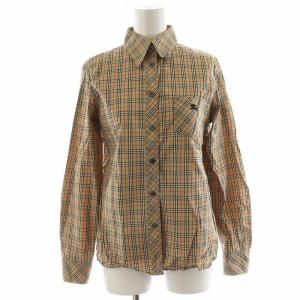 ノバチェック シャツ ブラウス 長袖 コットン 38 ベージュ FE503-213 /AN12 GY14