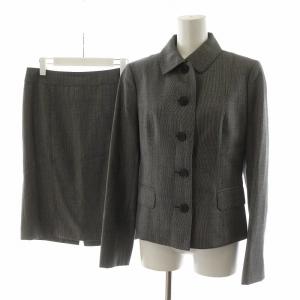 スーツ セットアップ ジャケット タイトスカート ひざ丈 ウール シルク混 絹 40 グレー FCD06-155-09