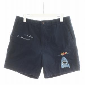 ポロベア ショートパンツ ハーフパンツ サメ刺繍 コットン M 紺 ネイビー 710702839007