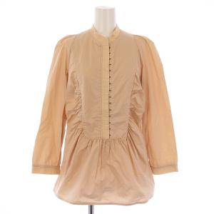 シャツ ブラウス 長袖 バンドカラー プルオーバー 42 ベージュ /BB GY14