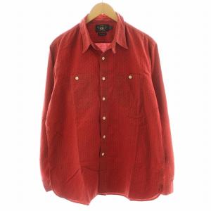 一つ星タグ シャツ 長袖 総柄 コットン L 赤 レッド MNRRWOVM2C0082 /AN39 GY14