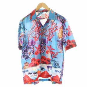 KOI HAWAIAN MIX UP SHIRT アロハシャツ 半袖 花柄 鯉 L マルチカラー 水色